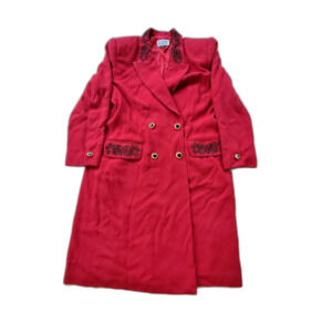 KASPER FOR A.S.L. Womens 14P Red Long Embroidered Jacket Dress Vintage 90s GUC